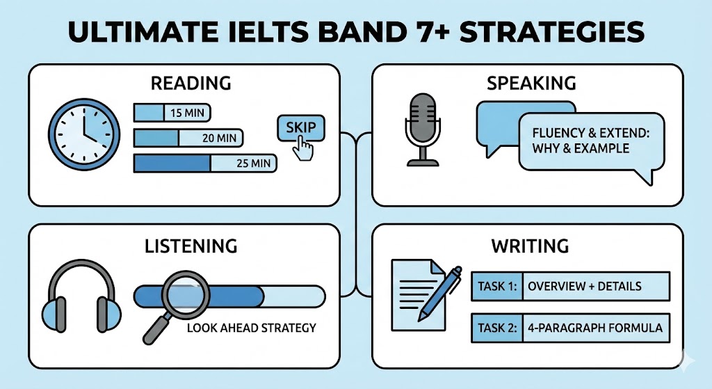 Ultimate IELTS study guide with proven strategies for achieving Band 7 and higher